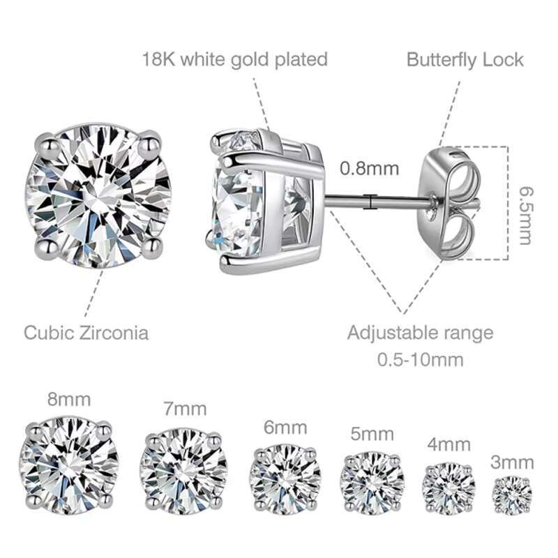 Fashion Lab Created Diamond Jewelry Design S925 Sterling Silver Custom Classic Gifts for Women Men Zircon Fine Stud Earrings