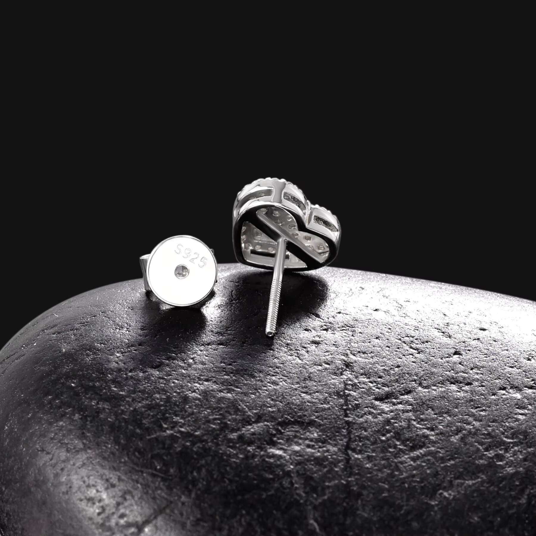 Factory Wholesale 925 Sterling Silver VVS Moissanite Earrings Jewelry Heart Shape Brilliant Cut Weddings Hip Hop Style