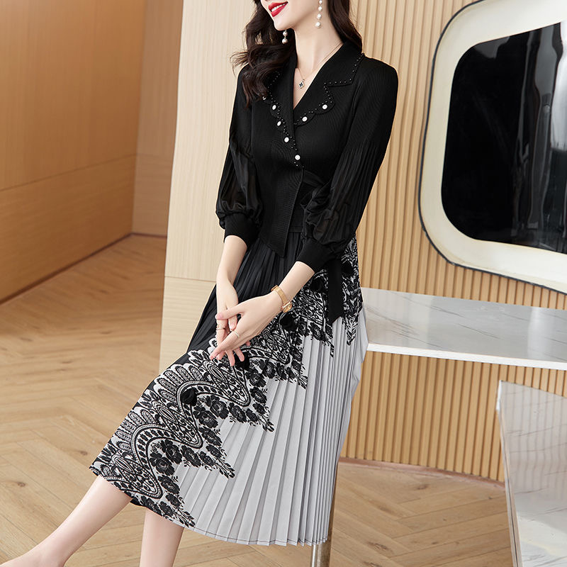 Korean style plus size women's spring new style dress fashionable temperament medium long style D02323