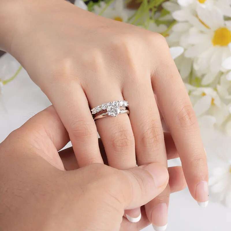 3mm 7 Stones D Color Moissanite Eternity Bands Simply Stackable Silver 925 Real Sparkling Wedding Engagement Fine Jewelry Gifts