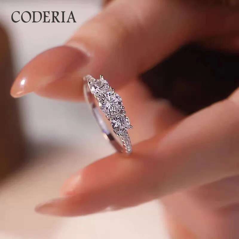 Woman Promise Band 18k White Gold Plated Moissanite Ring Pass Diamond Test Total 1.1 Carats 925 Sterling Silver Rings
