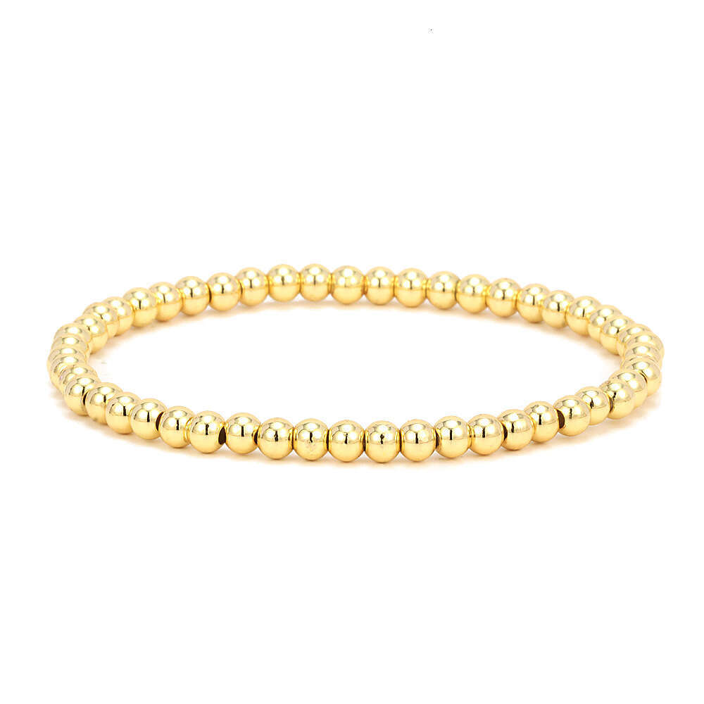 Hot selling copper plated gold elastic with color preservation, high-end personalized hip-hop bead bracelet