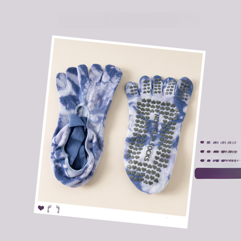 Summer gradient adhesive yoga anti slip, odor proof, sweat absorbing, antibacterial, Pilates five finger soc, sports split toe soc