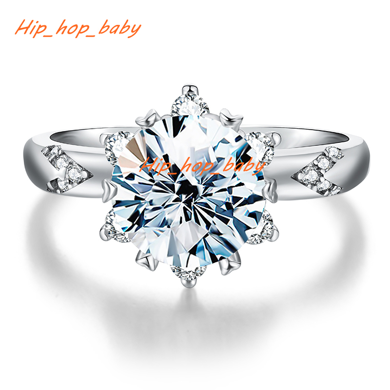 Luxury Jewelry Big Solitaire 8mm Diamond Moissanite Gemstone Engagement Rings 925 Sterling Silver for Women Wedding