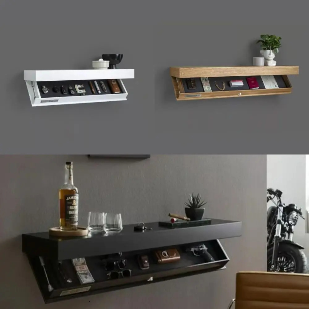 Wall-mounted Magicflap Shelf Multi-function Wooden Concealed Floating Shelf Secret Compartment Wall Shelves Home Decor 251126