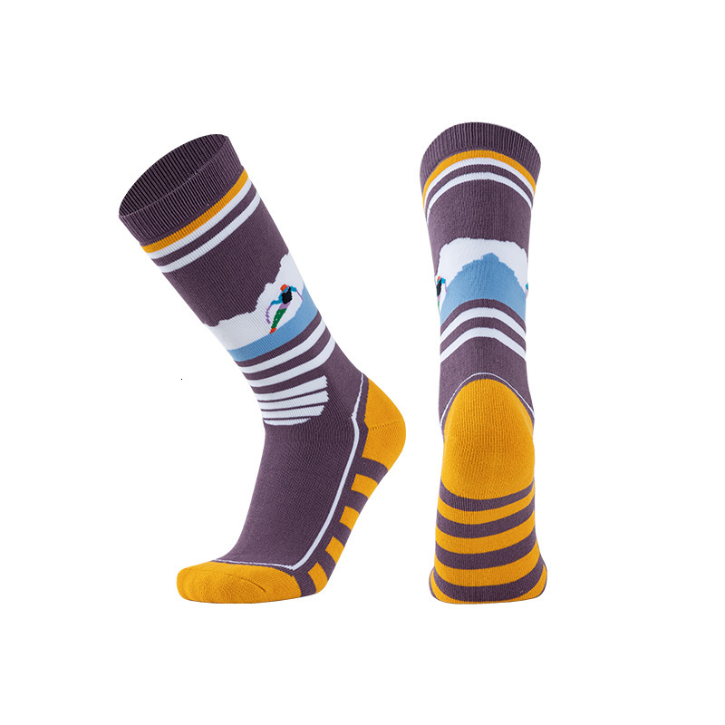 Merino wool for women's warm winter boots, work padded socks, outdoor mid length striped hiking socks