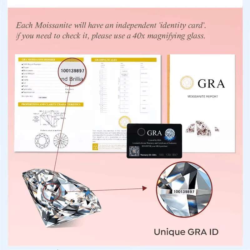 GRA Certified D Color 1CT Asch Cut Moissanite Wedding Ring for Women As Birthday Gift 925 Sterling Silver Luxury Rings Jewelry