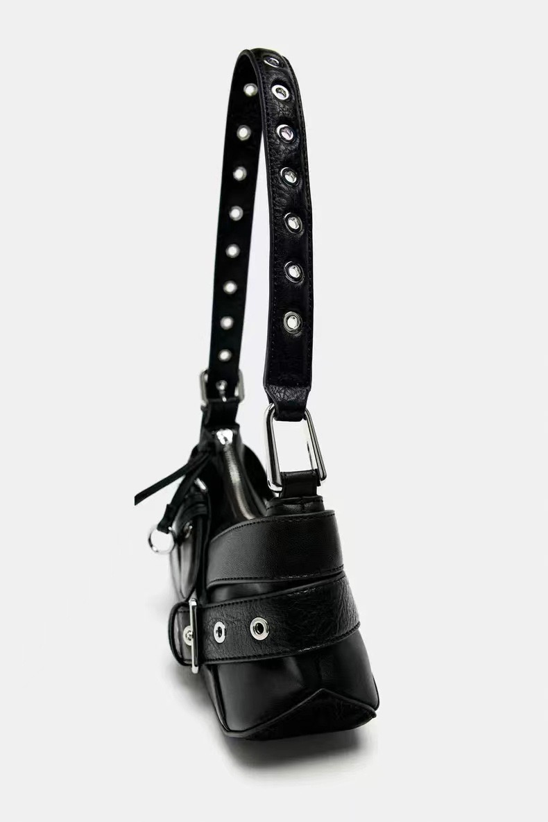 Crossbody Bag 2025 New Women, Leather Pleated Crescent Bag, Rivet Tassel 3 in 1 Shoulder Bag.
