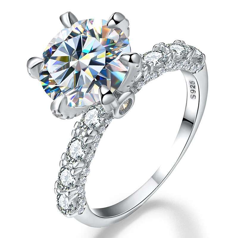 KNB Shiny 3CT Certified Pure Moissanite Diamond Wedding Rings For Women Gift Real 925 Sterling Silver Top Quality Fine Jewelry