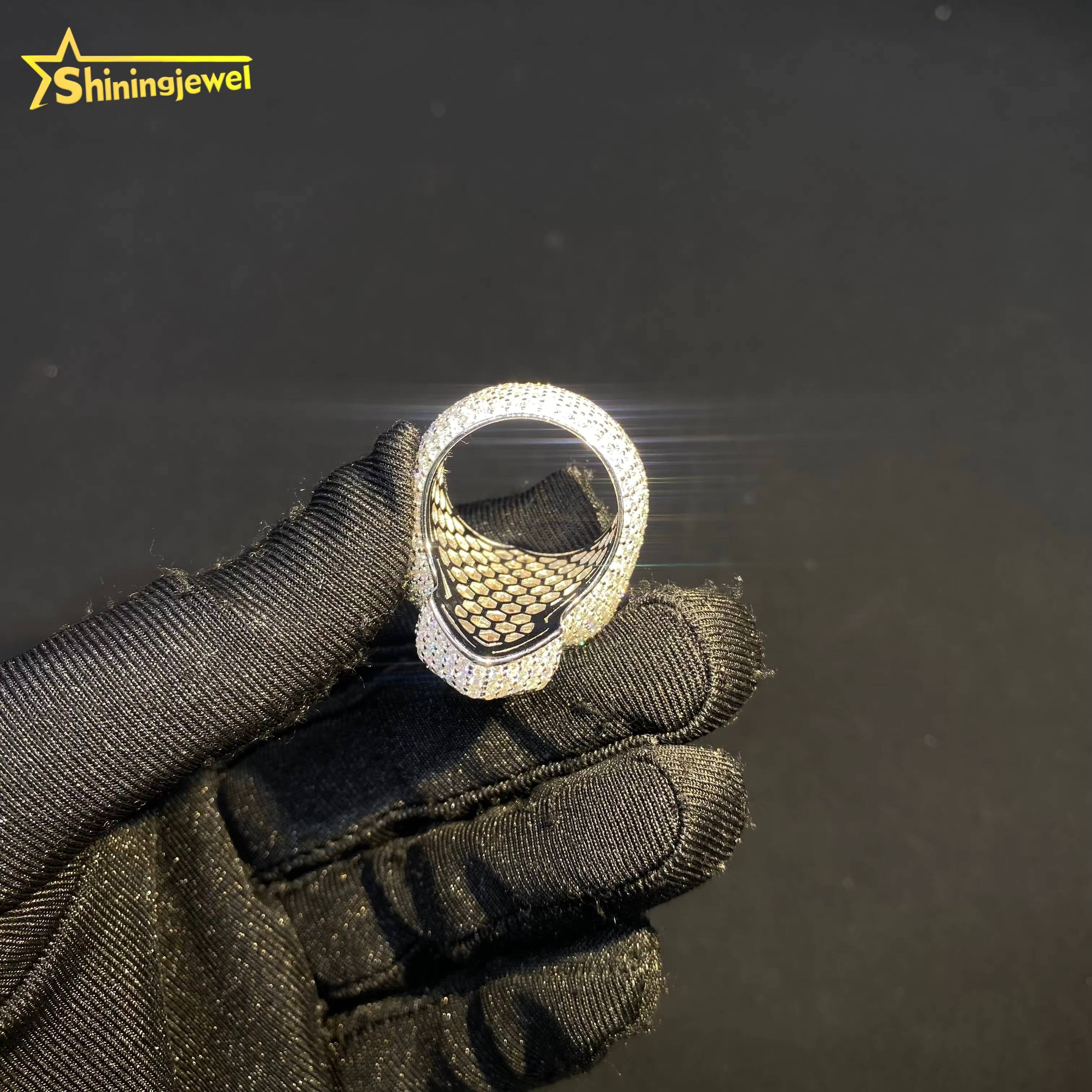 GRA Certificate Diamond Men Ring Iced Out VVS Moissanite Hip Hop Style 925 Sterling Silver Jewelry Custom Baguette Cross Rings