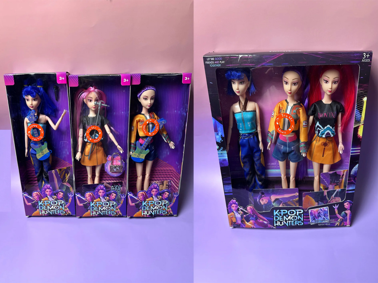 Kpop Demon Hunters 3-Pack Action Figure Dolls - Rumi Mira Zoey DIY Plastic Toys with Music Collectible Kpop Gift for Girls 3 251121
