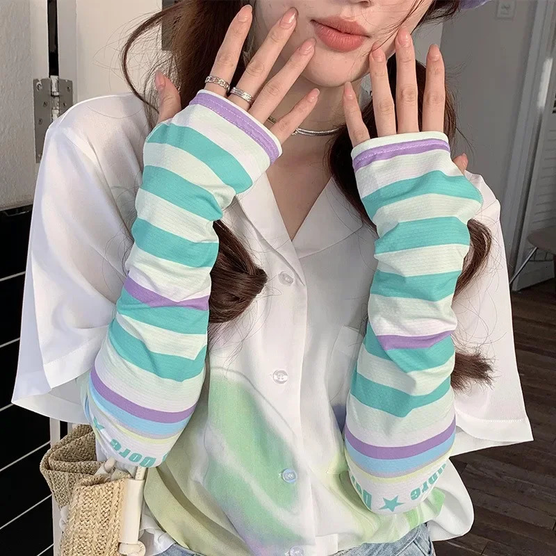 Ice Sleeve Womens Sun Protection Summer Cute UV Protection Loose Hand Sleeve Driving Gloves Ice Silk Sleeve 250430