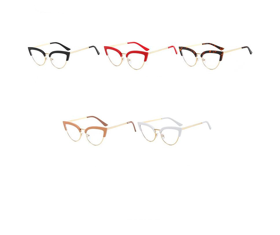 Designer Sunglasses For Women Men Cat Eye Anti-Blue Light Glasses Half Frame Trendy Metal Frame Glasses