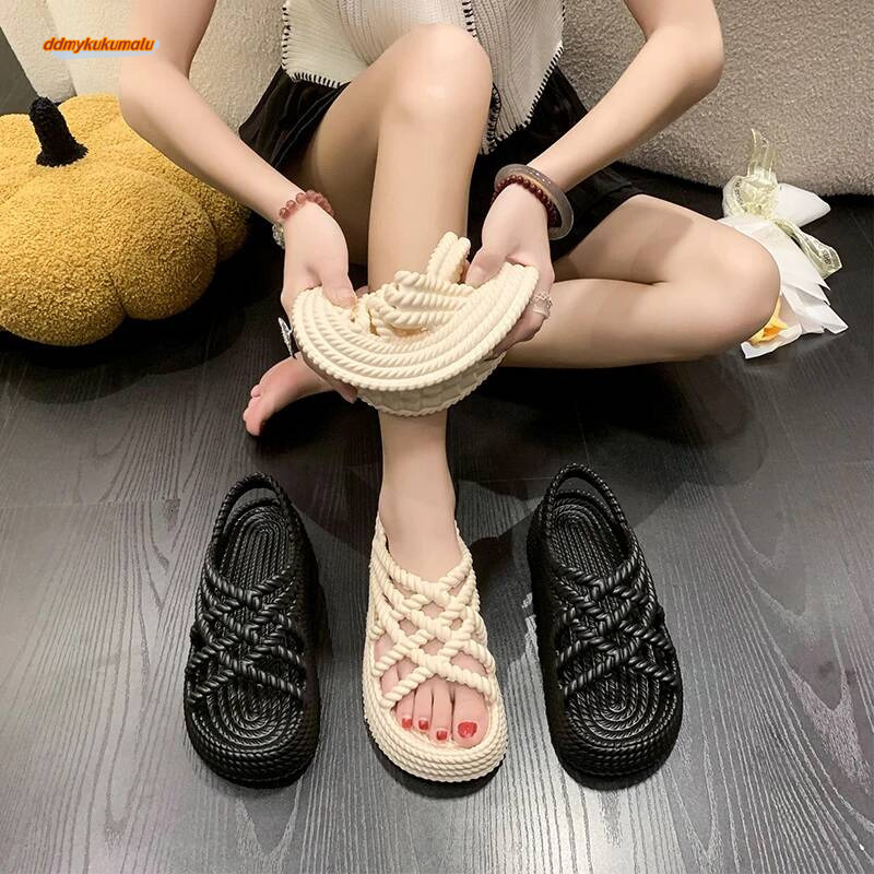 2024 New Summer Fashion Comfortable and Wear-resistant Thick-soled Beach Casual for WomenTrendy Heel Sandals ddmykukumalu