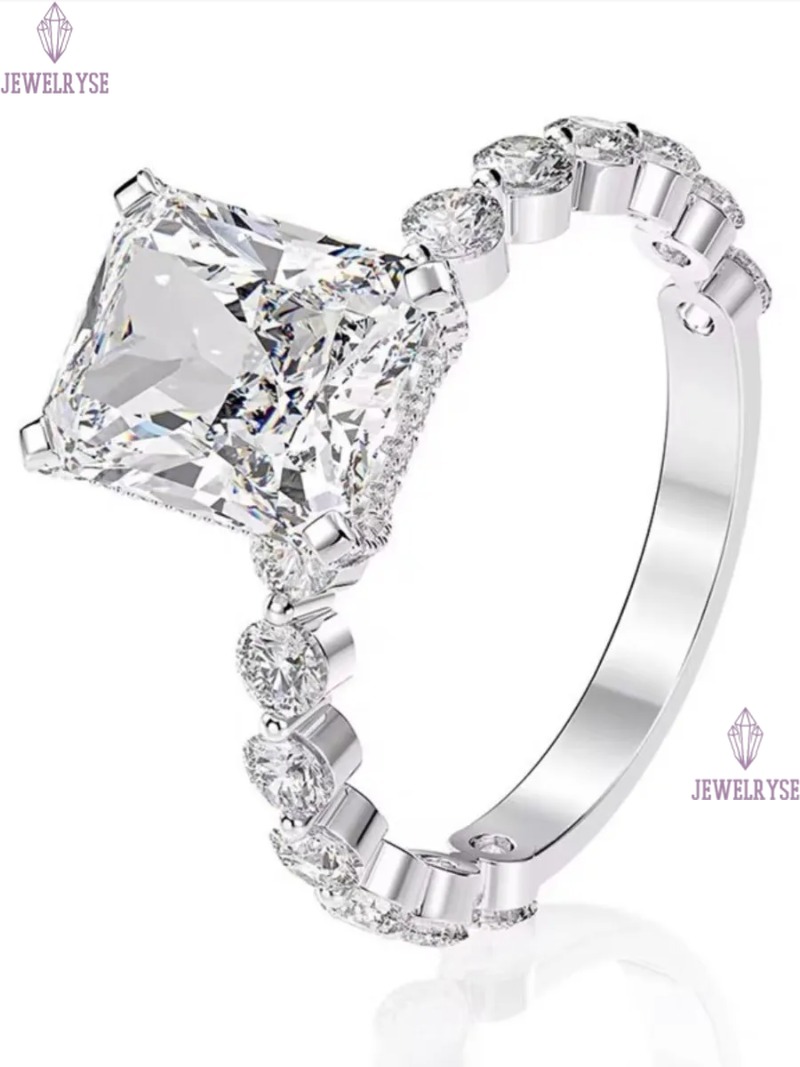 Elegant Ins Top Sell Wedding Rings Luxury Jewelry 925 Sterling Silver Princess Cut White Topaz CZ Diamond Party Eternity Women Bridal Ring For Lover G