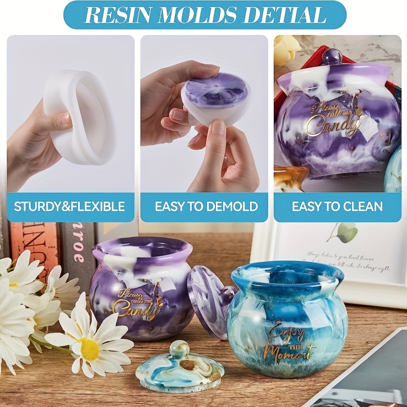 Jar with Lid Silicone Mold Epoxy Resin Mold Storage Box Treat Candy Jar Jewelry Container Home Decor