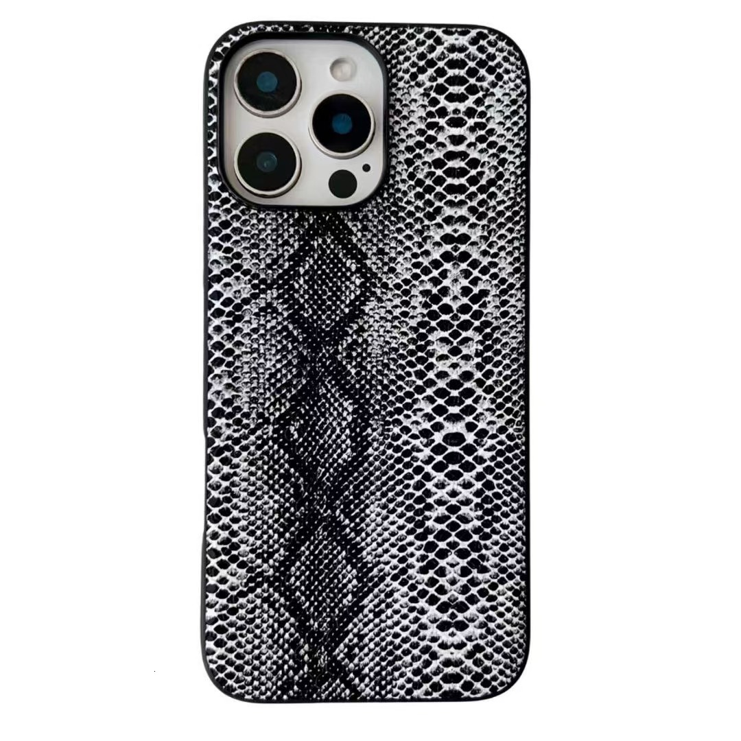 Leopard Leather Texture Phone Case iPhone 17 Pro Max Snake Print Compatible with Apple 16 Pro Fashion Matte Protective Case