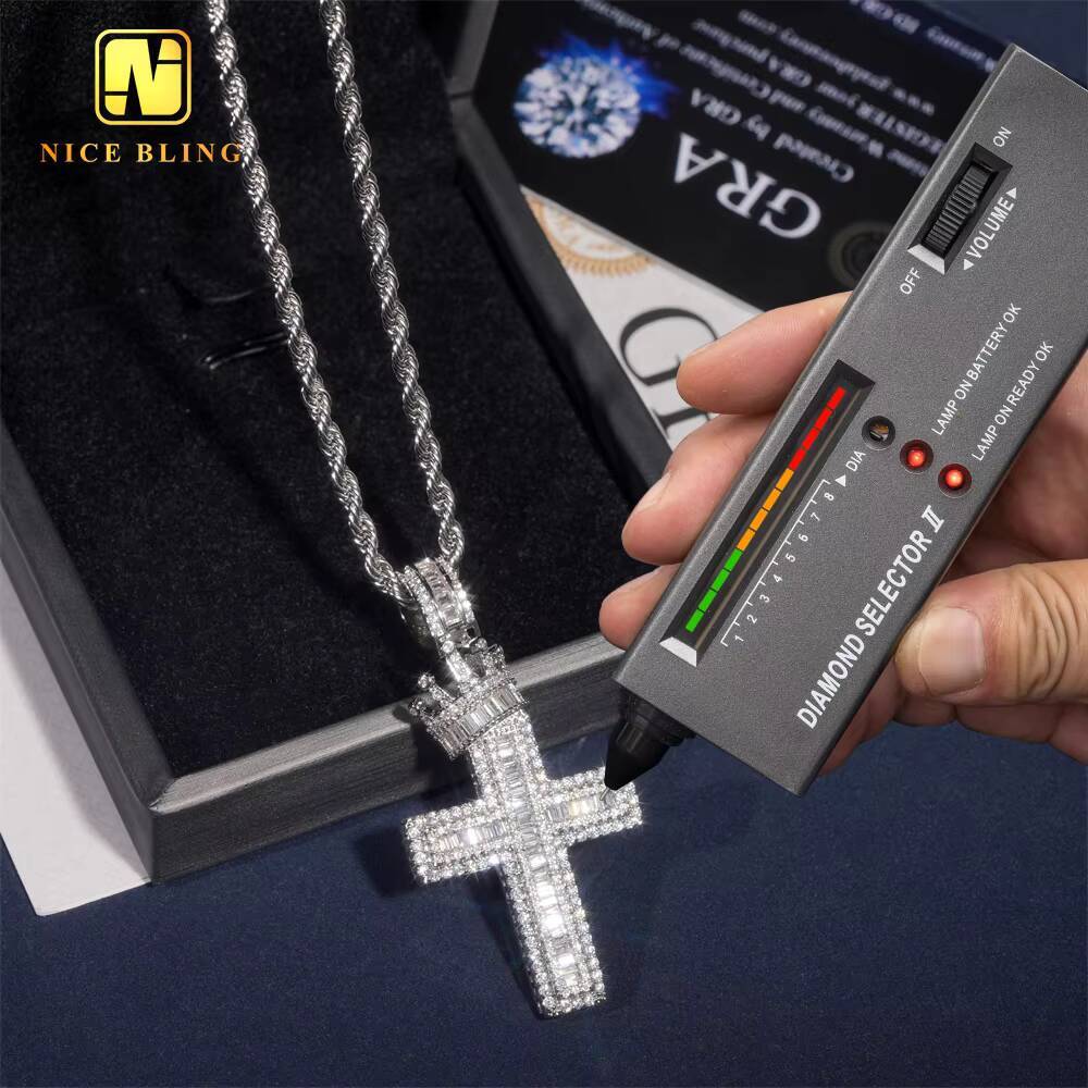 NEW ARRIVAL Crown Cross Pendant Baguette Moissanite Hip Hop Pendant Jewelry Moissanite Pendant