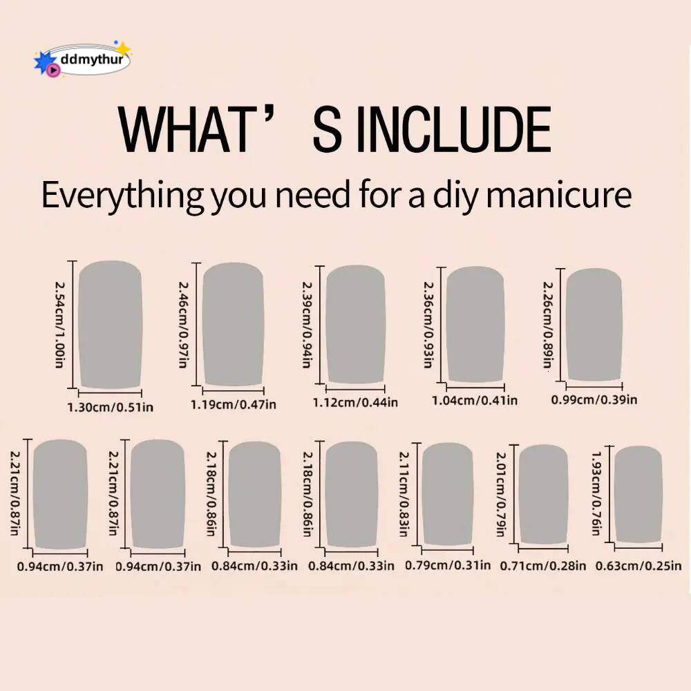 24pcs Square False French Glossy Nude Pink Fake Full Cover Press on Nails Tips DIY Nail Art Faux Fingernails ddmythur