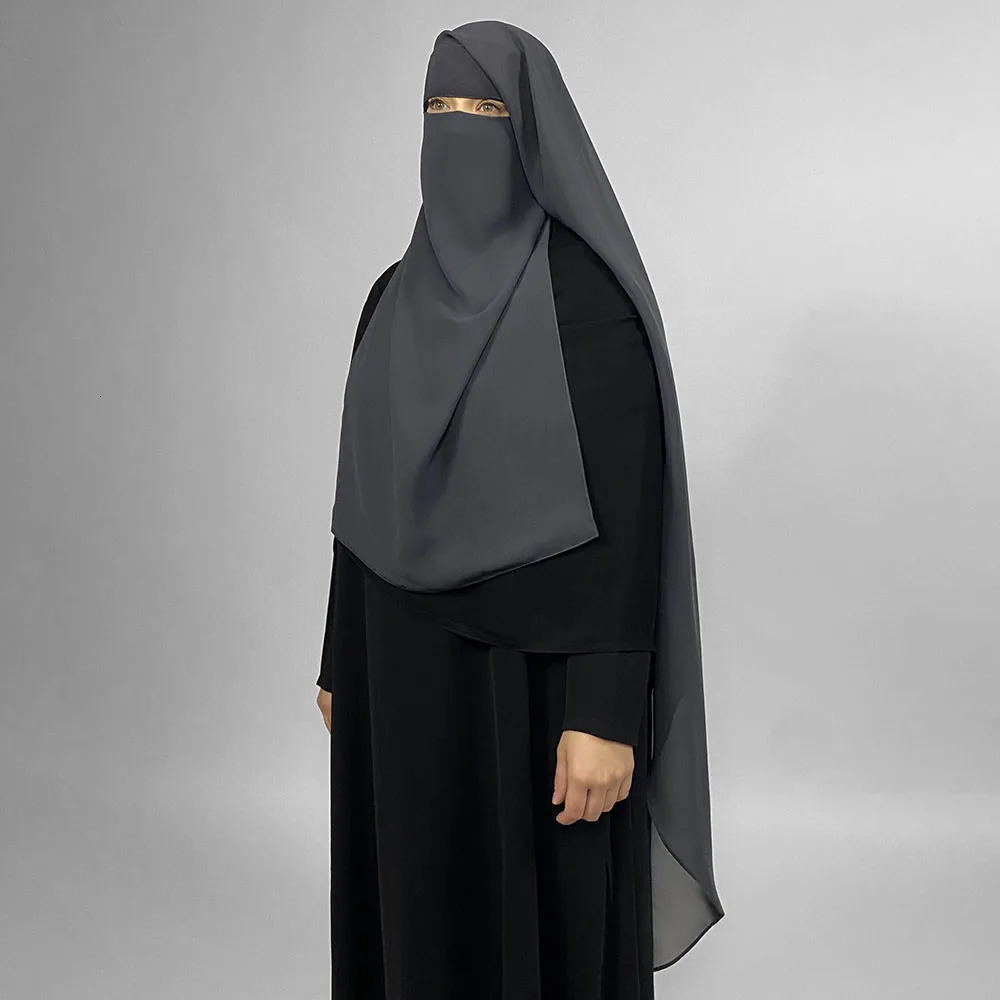 Niqab High Quality Chiffon Lightweight Breathable Face Cover Veil EID Ramadan Muslim Women Wholesale Rounded Back Long Hijab 250420