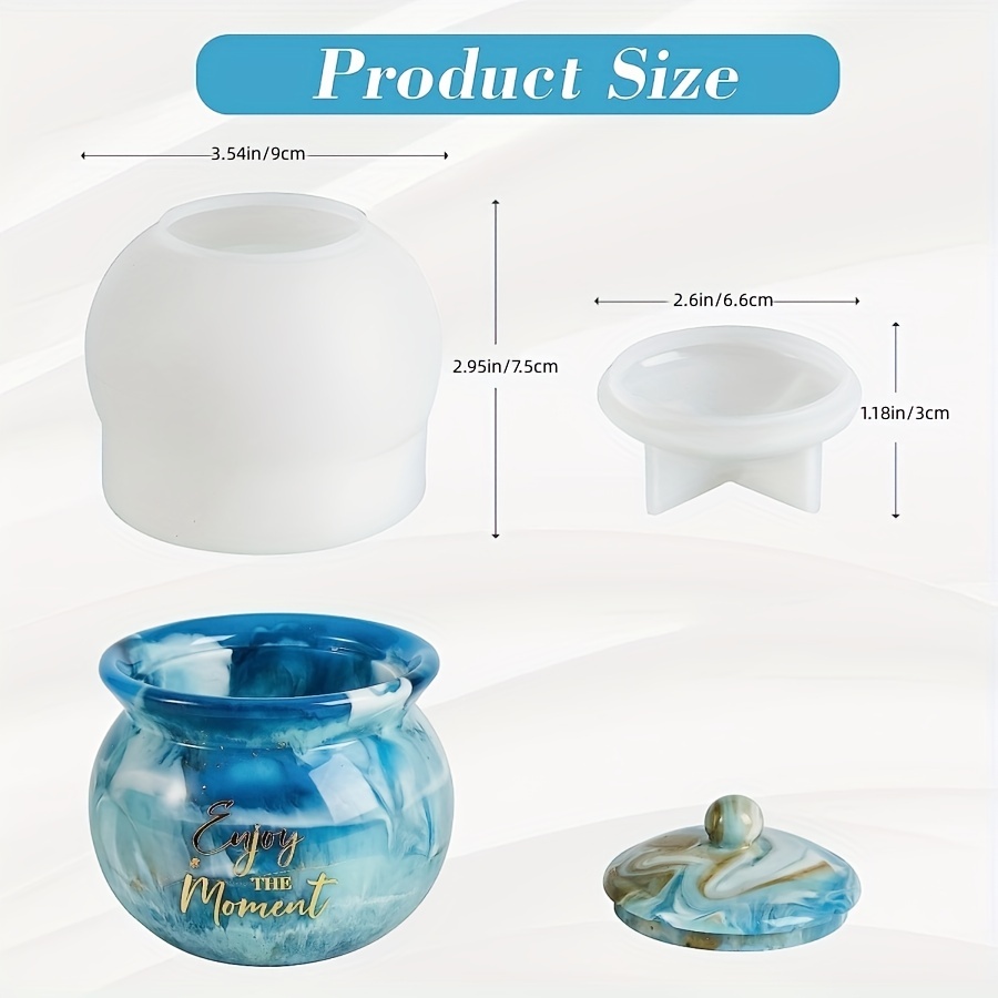 Jar with Lid Silicone Mold Epoxy Resin Mold Storage Box Treat Candy Jar Jewelry Container Home Decor