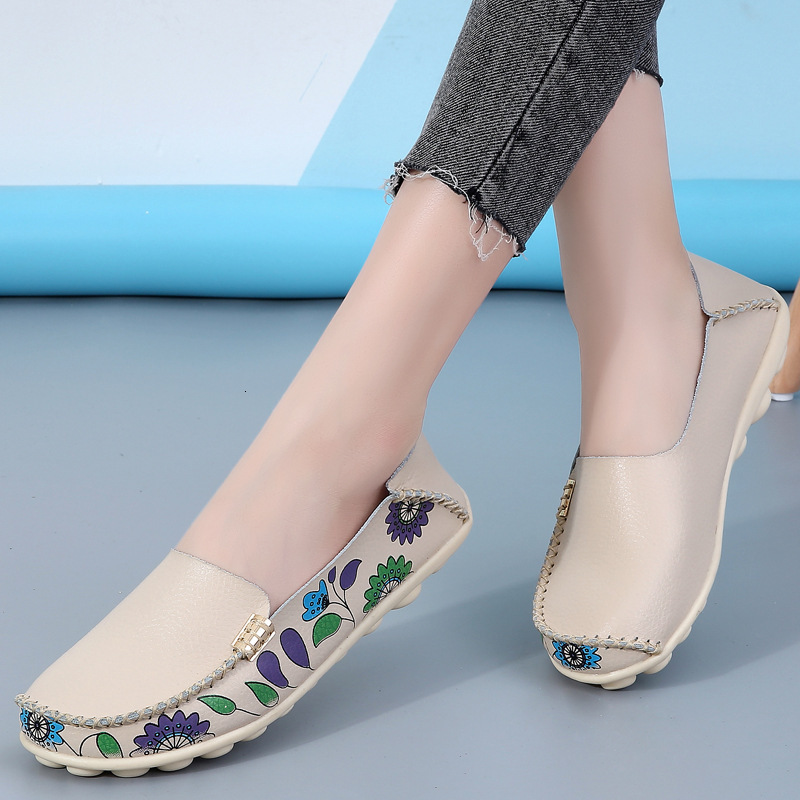 New Printed Bean Flat And Casual Nursing Low Cut Toe Mother S Shoes Plus Size Women S Shoes For All Seasons Ddmysaturn