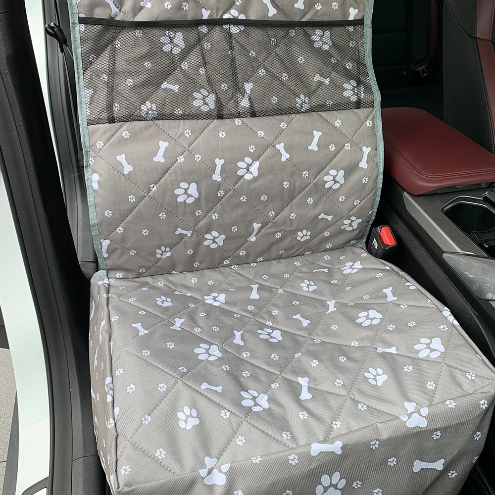 Durable scratch resistant dog seat cover for front seats with mesh pockets suitable for trucks and SUVs 250427