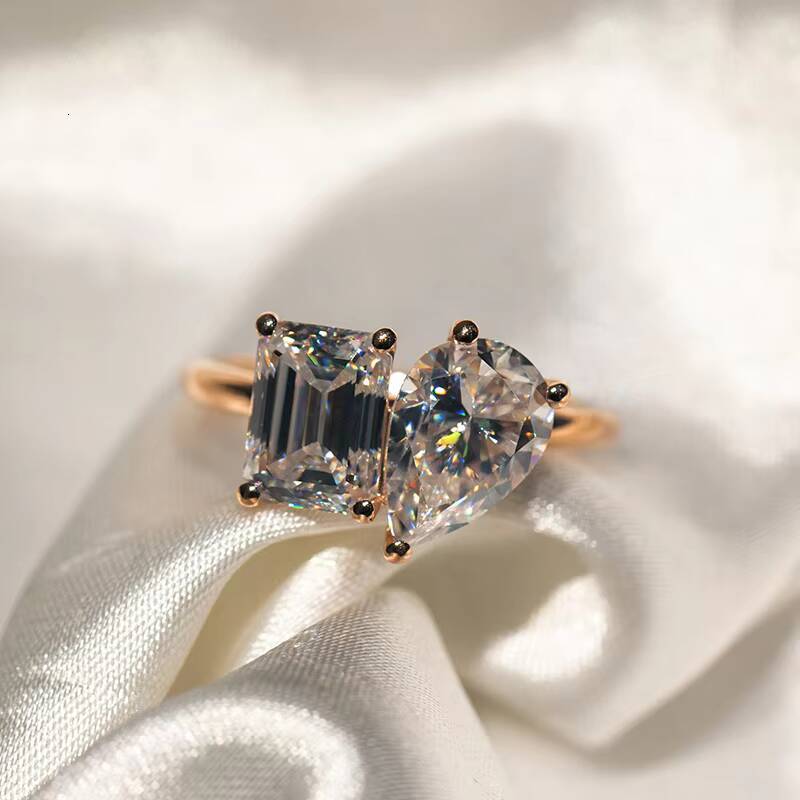 KIBO High-end Fine Jewelry Customized 2carat Moissanite Diamond Wedding 14k Solid Gold Moissanite Engagement Ring Women