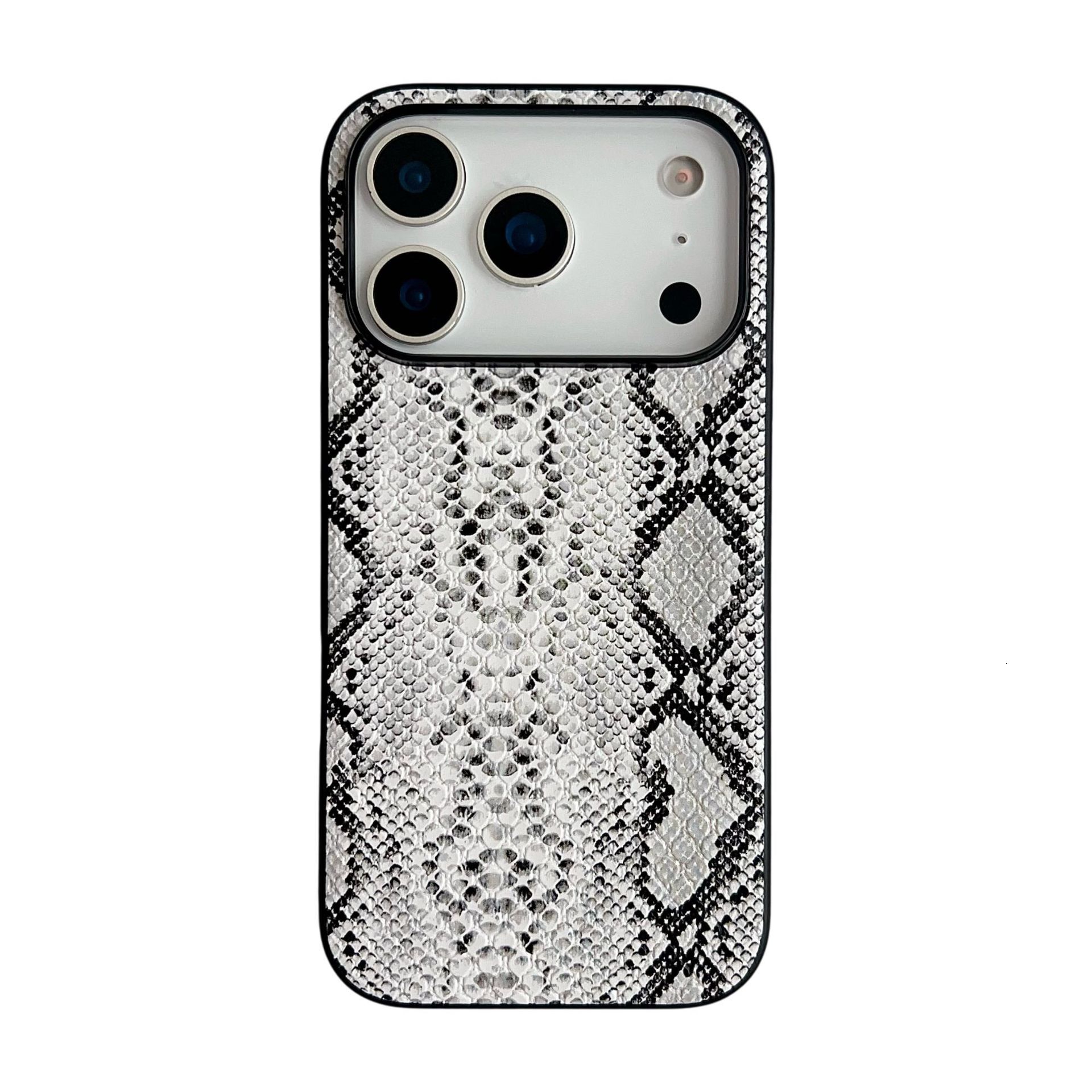 Leopard Leather Texture Phone Case iPhone 17 Pro Max Snake Print Compatible with Apple 16 Pro Fashion Matte Protective Case
