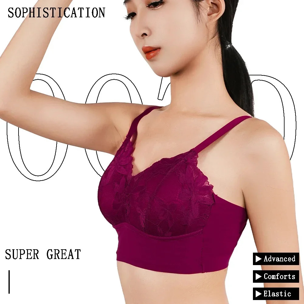 Womens wireless bra thin seamless push up top breathable lace full coverage Bralette womens deep cup daily exercise 250430