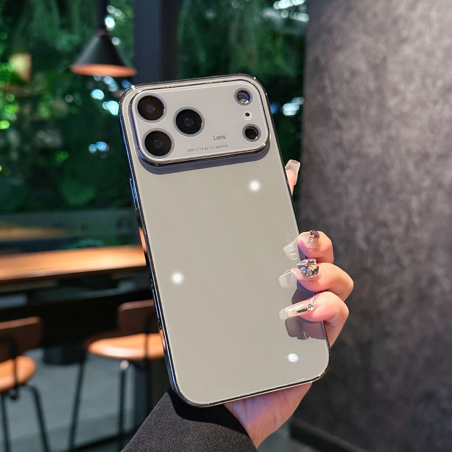 Orange Mirror Glass Phone Case Compatible with iPhone 17 Pro Max Electroplated Lens Protection Case Apple 16/15 Pro