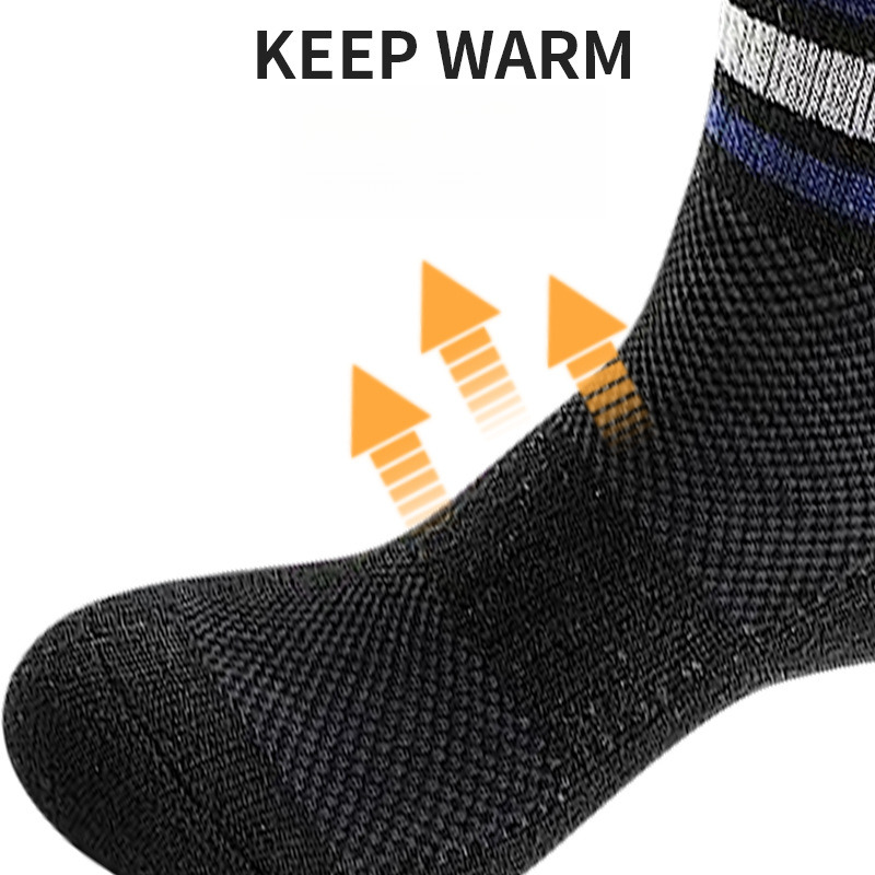 Merino wool for women's warm winter boots, work padded socks, outdoor mid length striped hiking socks
