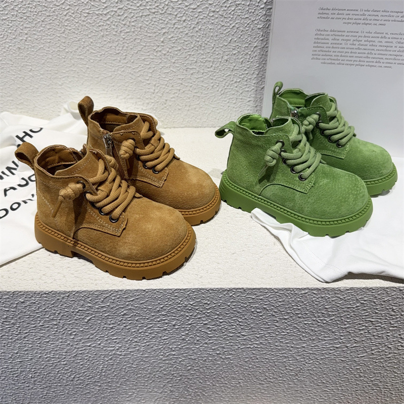 designer shoes Boys and Girls Autumn Winter Martin Boots Fashion Soft Sole Non Slip Toddler Kindergarten Baby Short Boots New Leather Shoes