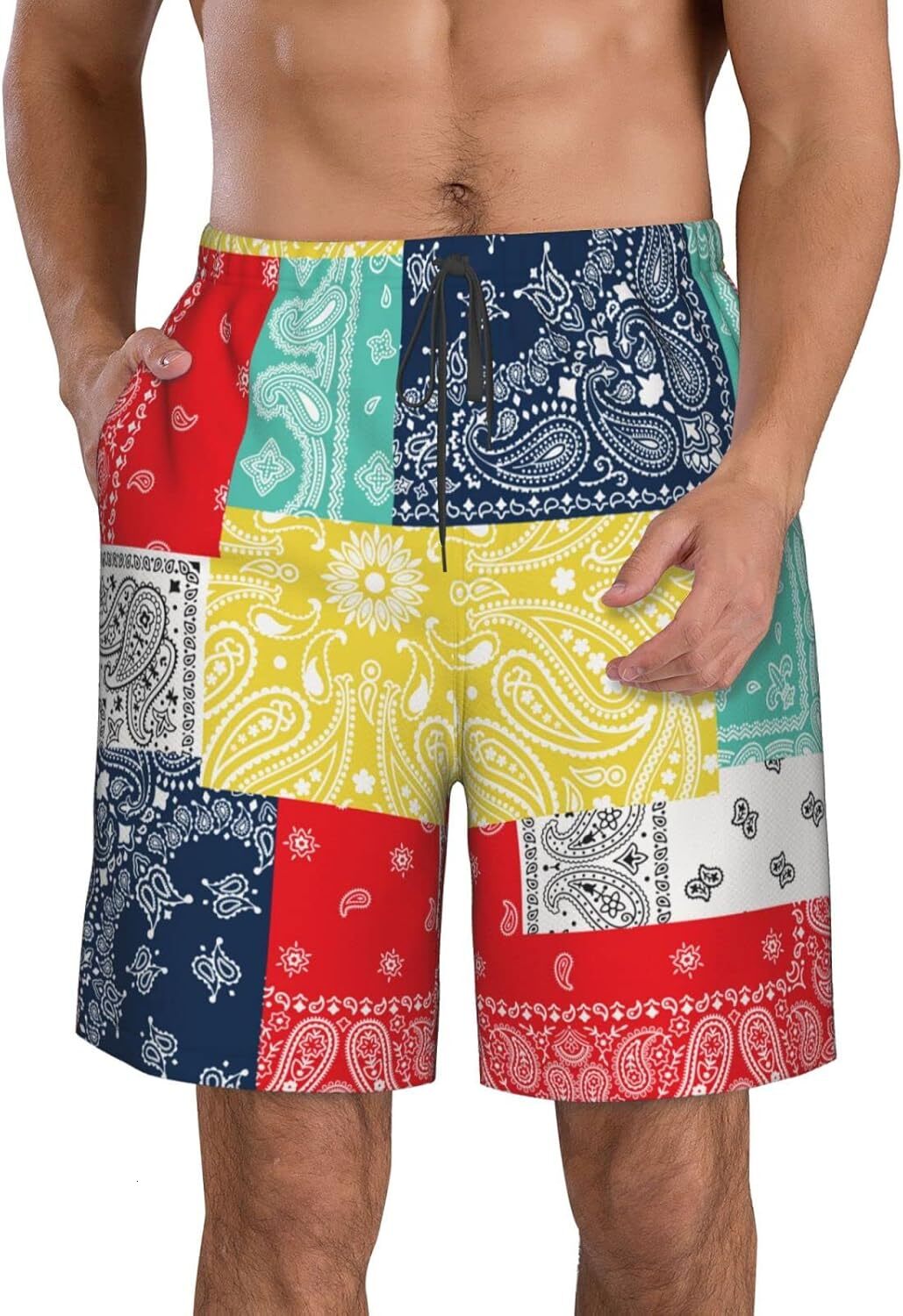 American Flag Mens Swim Trunks Quick Dry Board Shorts with , Breathable Shorts Swimwear Bathing Suits