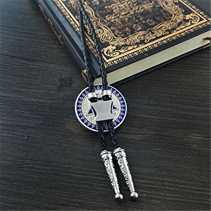 Europe and America Freemason Fashion Leather Cord Necklace bolo tie 250430