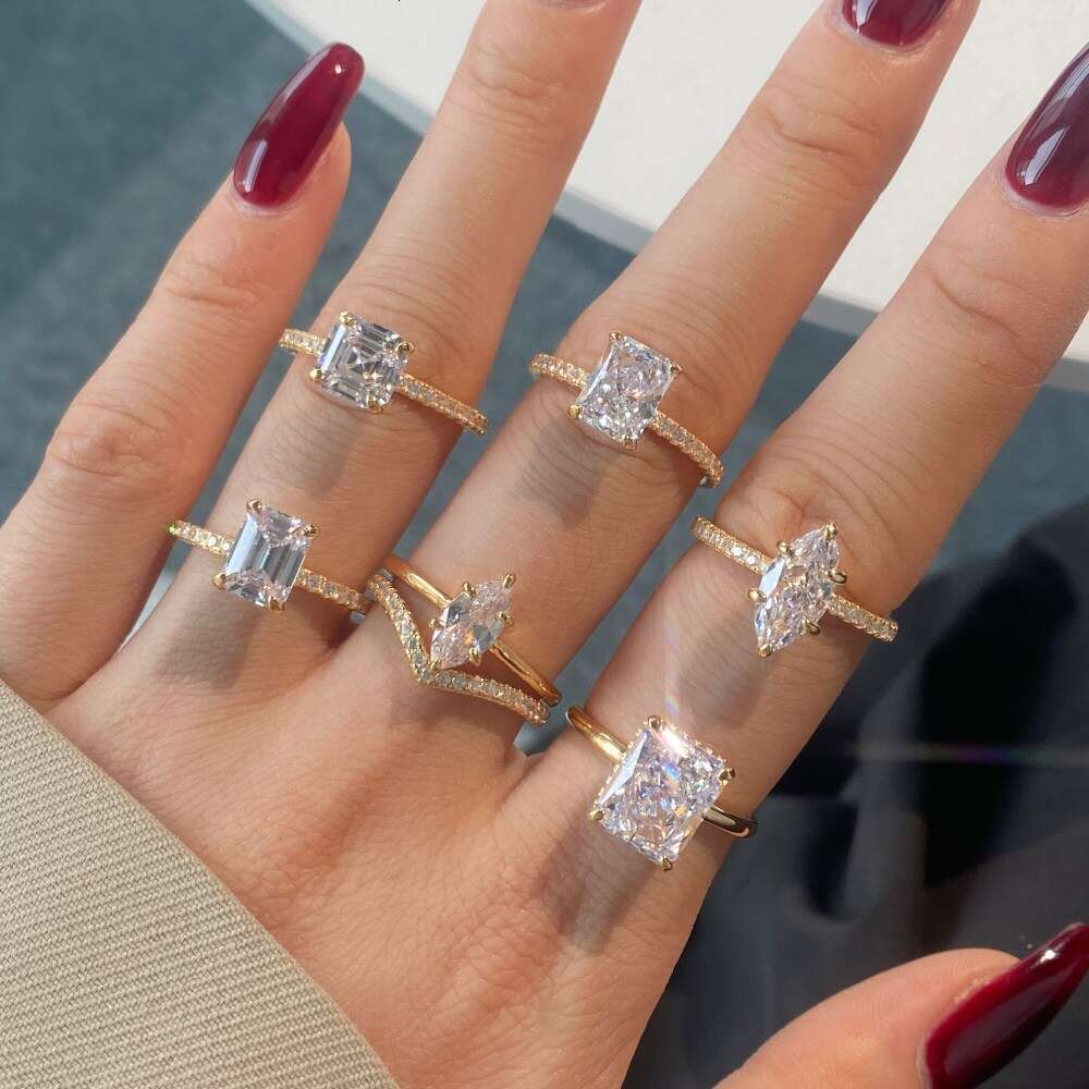 Designer rings jewelry Moissanite dia Vecalon Lustre Promise Wedding Band Ring Top quality Sterg Sier VVS Dia Engagement rings for women nice