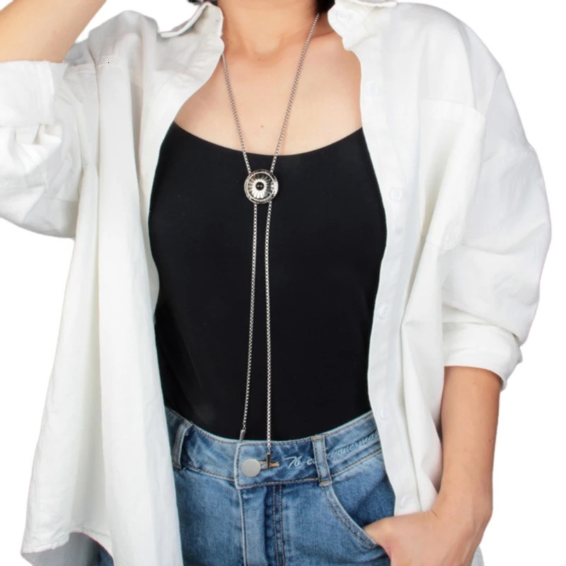 Round Bolo Tie Necklace Metal Bolas Tie Necktie Vintage Bolo Tie Jewelry DXAA 250430