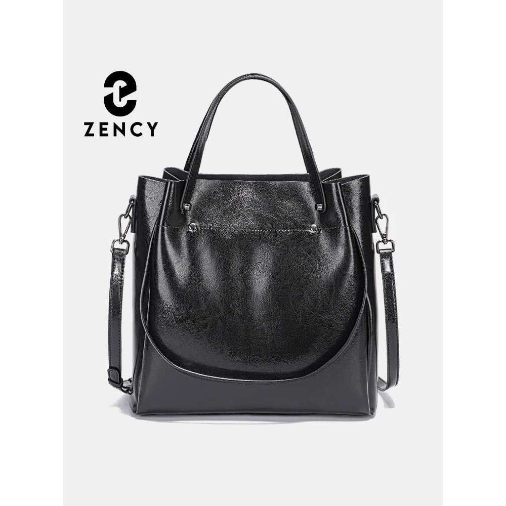 Zency Fashion 100% Genuine Leather Women Handbag Large Capacity Green Shoulder Crossbody Tote Purses Shopper Bag Trendy