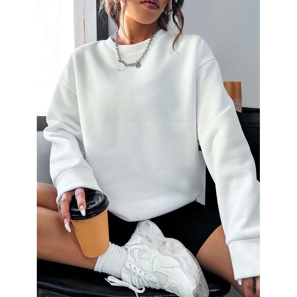 Fashion Womans Sweatshirt Everything Will Be Okay Letter Printed Pullover Loose Warm Crewneck Hoodies Casual Female Clothing