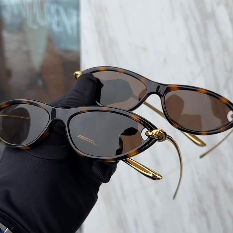 25ss Summer New Designer Classic Cat Eye Frame Fashion Style Unique Metal Knot Legs Outdoor Leisure Travel Beach Sunglasses BV1390