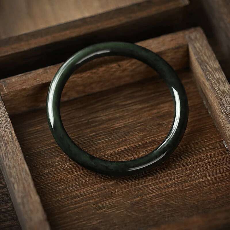 Black Green Suet Ink Jade Bracelet, Women's Model, Birthday Gift For Girlfriend And Wife
