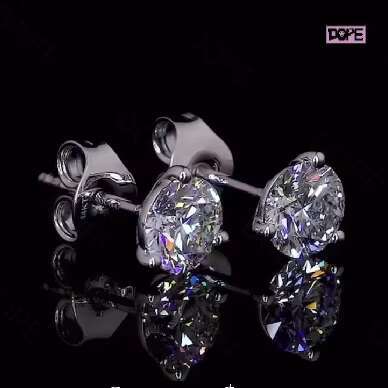 Luxury Earrings Women 925 Sterling Silver Round Studs 4mm 5mm 6.5mm 8mm VVS Dazzling Moissanite Earrings