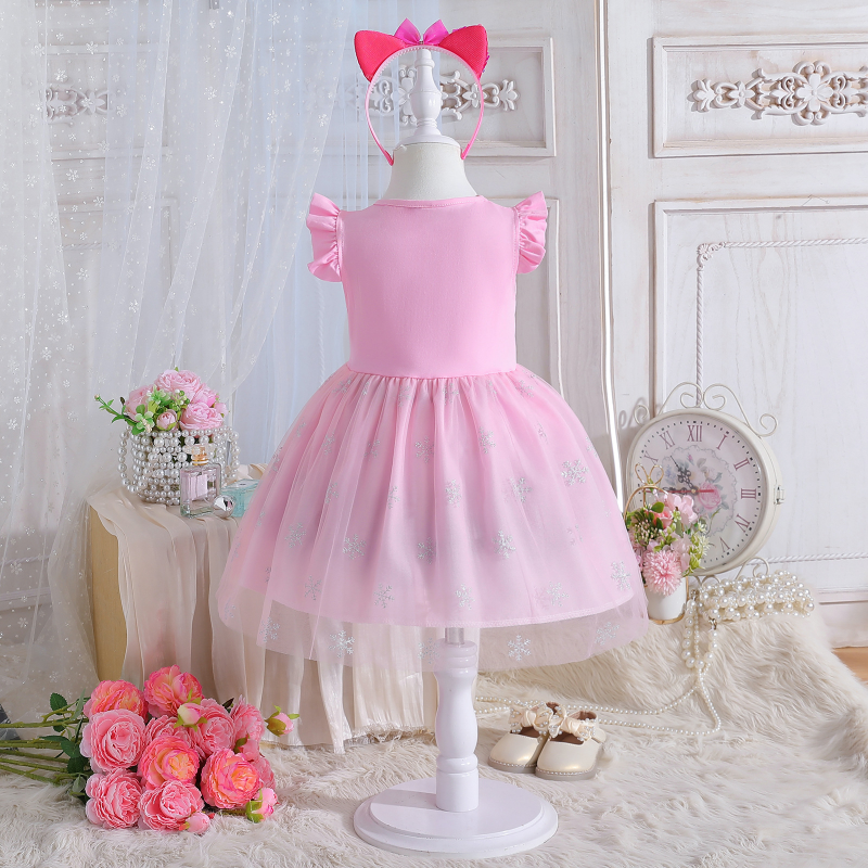 DISNEY Princess Elsa Kids designer clothes Frozen Girls' summer dress children's princess dress with bow-tie vest children's clothes