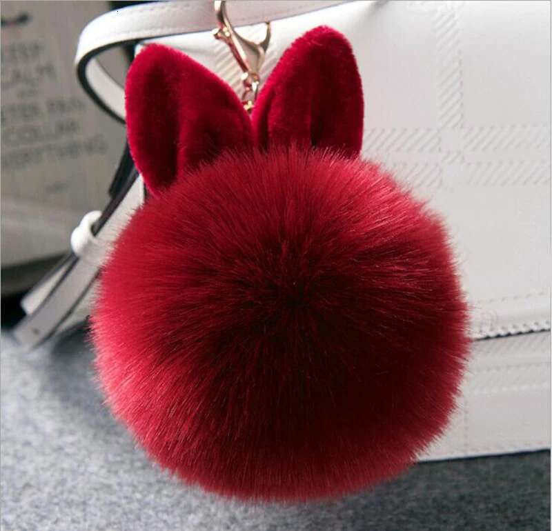 18 Colors Fluffy Fur Pom Keychain Soft Plush Rabbit For Women Girls Charm Bag Pendant Key Chain Jewelry Gifts