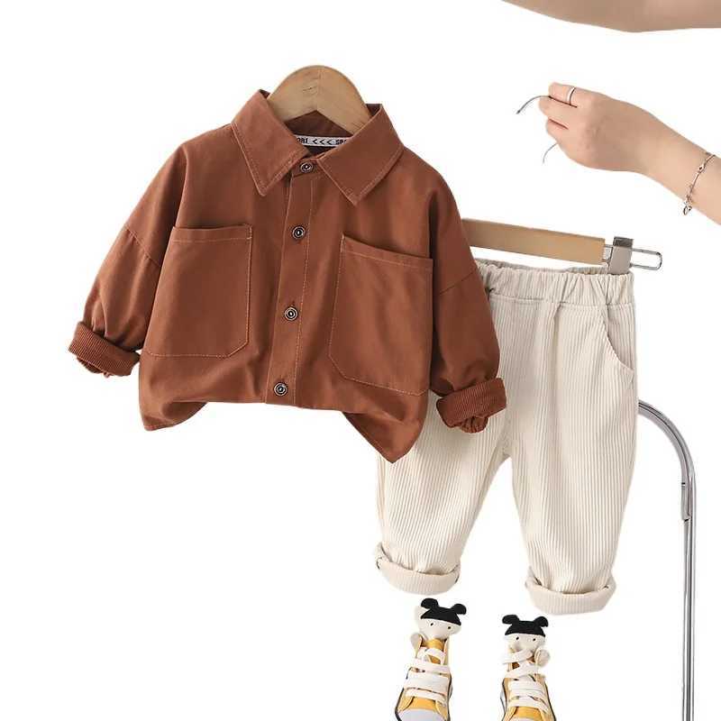 Children Boys Spring Autumn Clothes Solid Long Sleeves T-Shirt Corduroy Pants 2Pcs/Sets Toddler Casual Costume Kids Tracksuits R250430