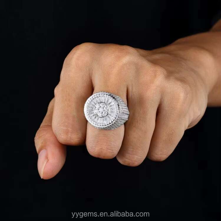 Hip Hop Jewelry Luxury Mossanite Cuban Ring for Men 925 Sterling Silver Rapper Ring VVS Lab Moissanite Diamond Cuban Ring