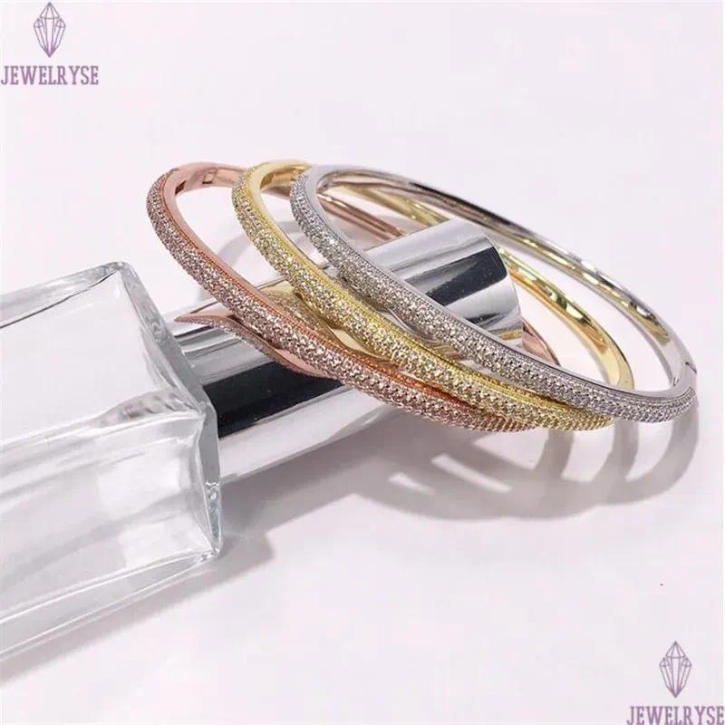 Choucong Brand Desgin Wedding Bangle Sparkling Luxury Jewelry 18K White Gold Fill Full White Sapphire Pave Zircon CZ Diamond Gemstones Women Bracelet 