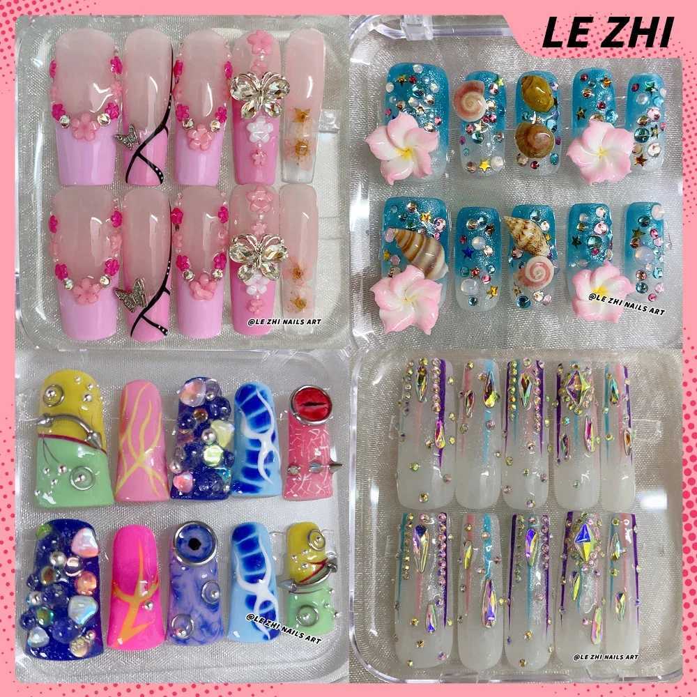 Creative Duck Web Handmade Press Nail Art XL Coffin Sparkling Butterfly AB Diamond Nail Custom Nail Party Stickers H25429