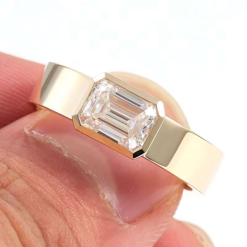 2 Carat D Colour Lab Grown Emerald Solitaire Dia 10k Pure Yellow Gold Ring for Men Engagement Wedding