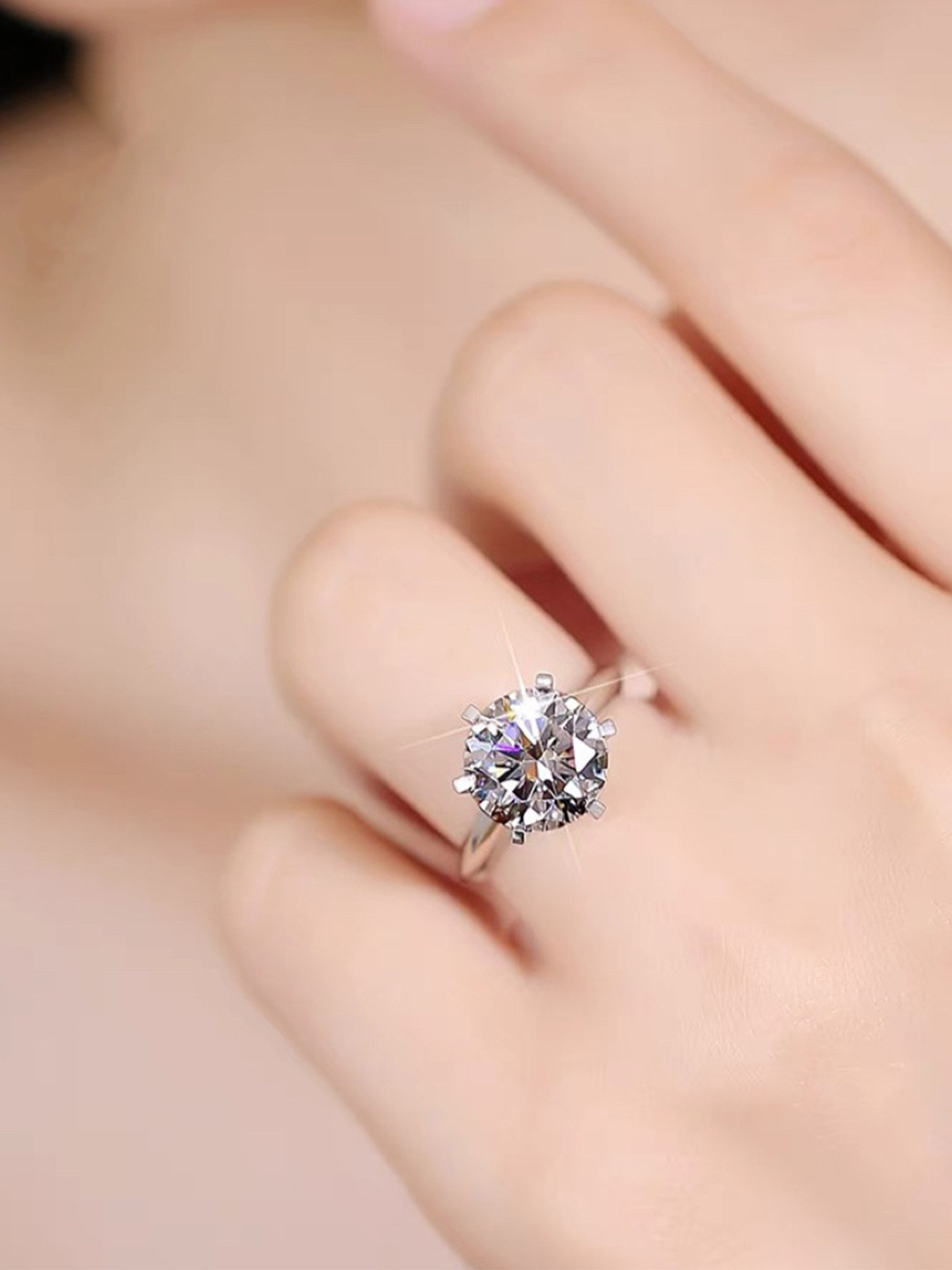 Moissanite Wedding Band Wedding Rings for Women 925 Sterling Silver Rings with 18K White Gold Plated Eternity Stackable Engagement Ring Anniversary